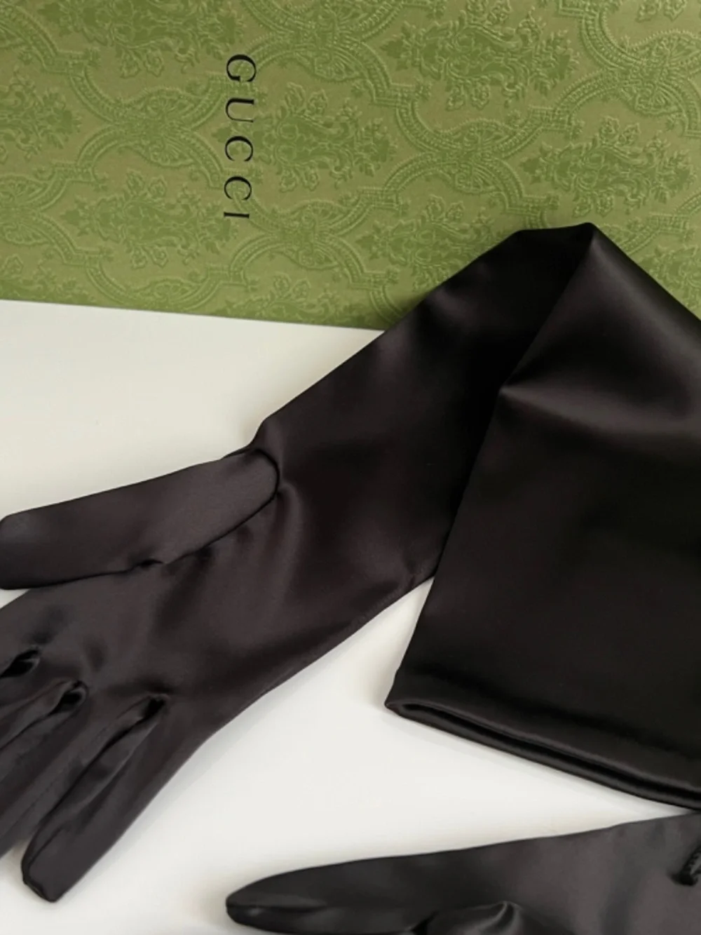 Gucci Black Gloves Long Opera Double GG Size Small Polyamide Acetate Elastane